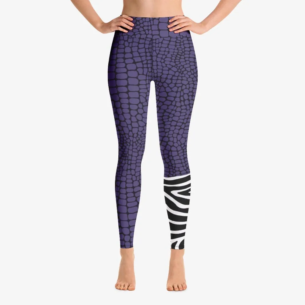 Animal Printed Leggings "CrocoZebra" Purple