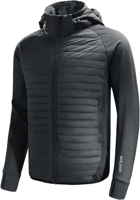 baleaf Men's Running Jacket Lightweight Thumble Hole Warm Up Puffer Jacket Hybrid Thermal Coat Insulated Hiking Golf