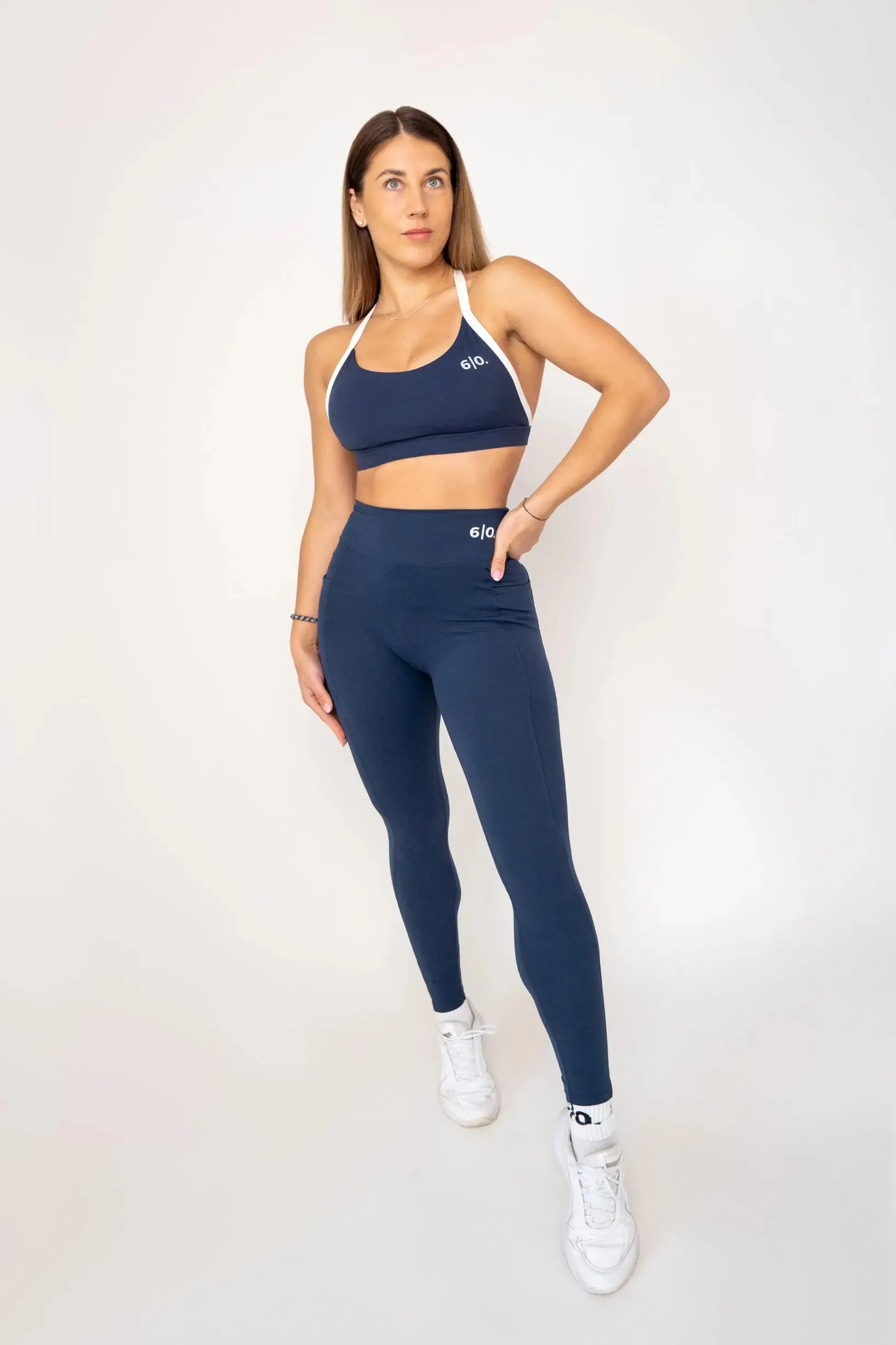 Blue soft material leggings & bra set