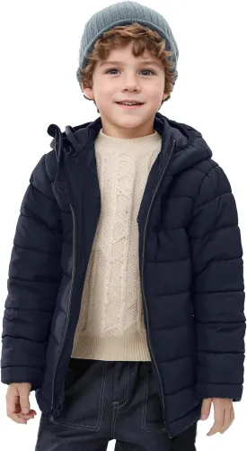 Boys Winter Coat - Lightweight, Warm, Water-Resistant, Hooded Puffer Jacket