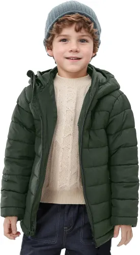 Boys Winter Coat - Lightweight, Warm, Water-Resistant, Hooded Puffer Jacket