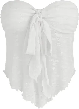 CIDER Summer Tube Tops for Women Floral Tie Front Cute Tops Sexy Going Out Tops Trendy Strapless Mesh Flowy Top Casual