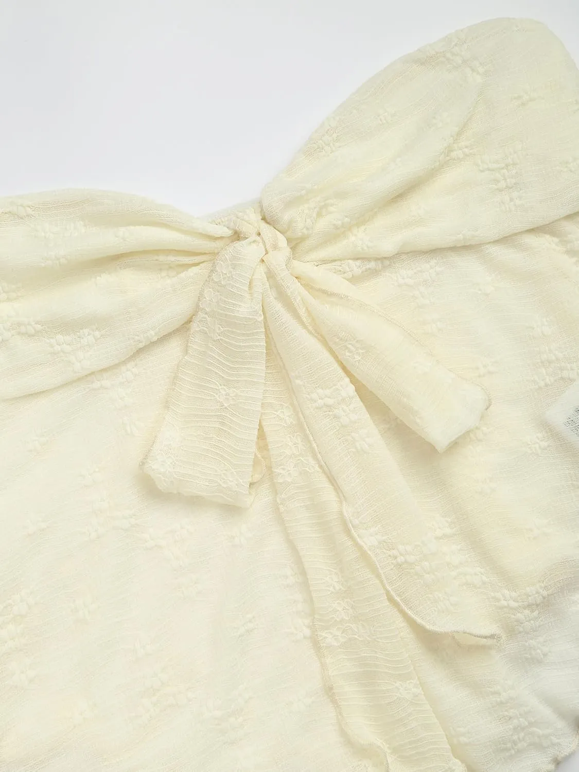 CIDER Summer Tube Tops for Women Floral Tie Front Cute Tops Sexy Going Out Tops Trendy Strapless Mesh Flowy Top Casual