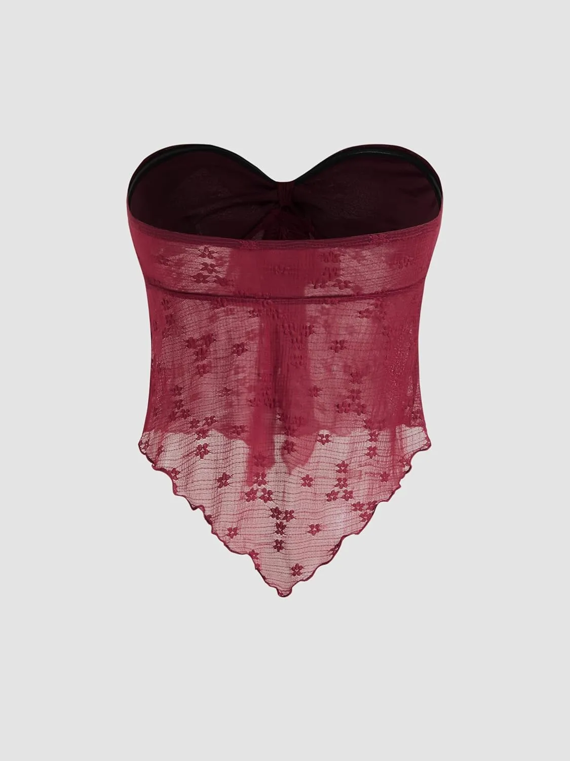 CIDER Summer Tube Tops for Women Floral Tie Front Cute Tops Sexy Going Out Tops Trendy Strapless Mesh Flowy Top Casual