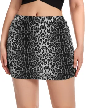 Dxyufazhe Women Sexy Leopard Print Bodycon Pencil Skirts Casual High Waist Mini Skirt with Shorts Underneath