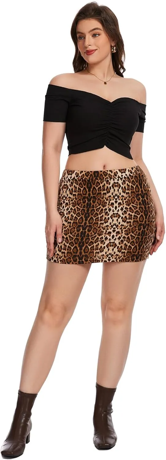 Dxyufazhe Women Sexy Leopard Print Bodycon Pencil Skirts Casual High Waist Mini Skirt with Shorts Underneath