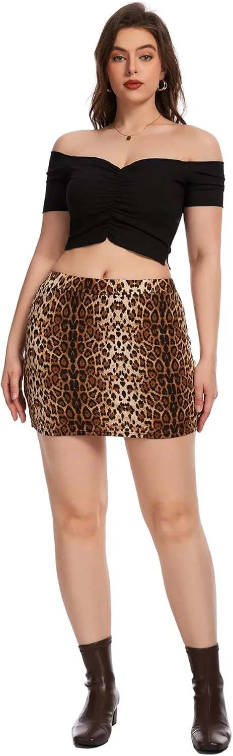 Dxyufazhe Women Sexy Leopard Print Bodycon Pencil Skirts Casual High Waist Mini Skirt with Shorts Underneath