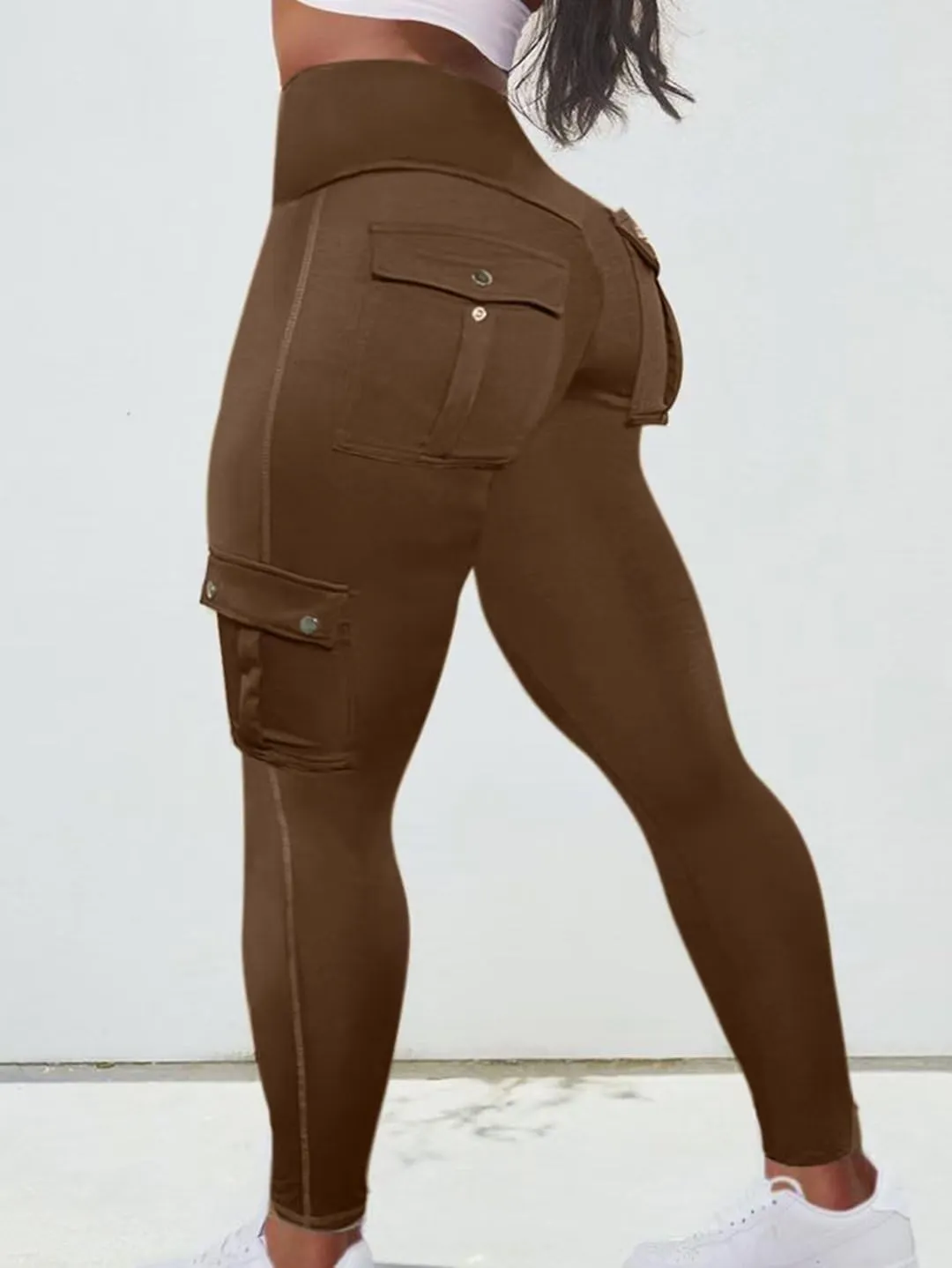 Flamingals Butt Lifting Leggings for Women High Waisted Workout Jeggings Cargo Leggings with Flap Pockets