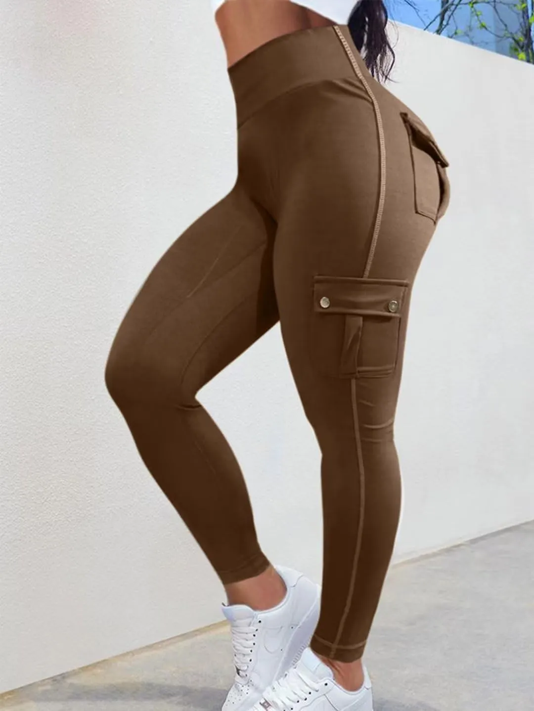 Flamingals Butt Lifting Leggings for Women High Waisted Workout Jeggings Cargo Leggings with Flap Pockets