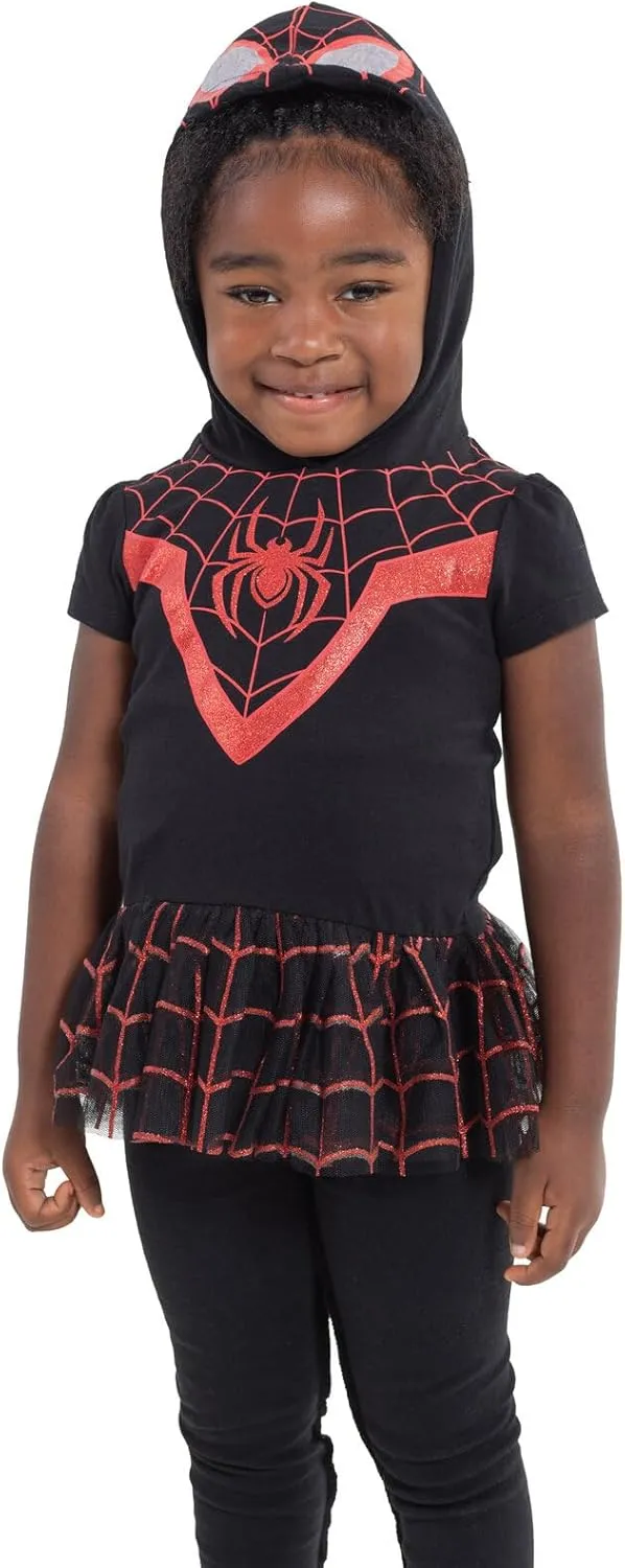 Marvel Avengers Spider-Man Spider-Gwen Captain America Girls Cosplay T-Shirt and Leggings Toddler to Little Kid