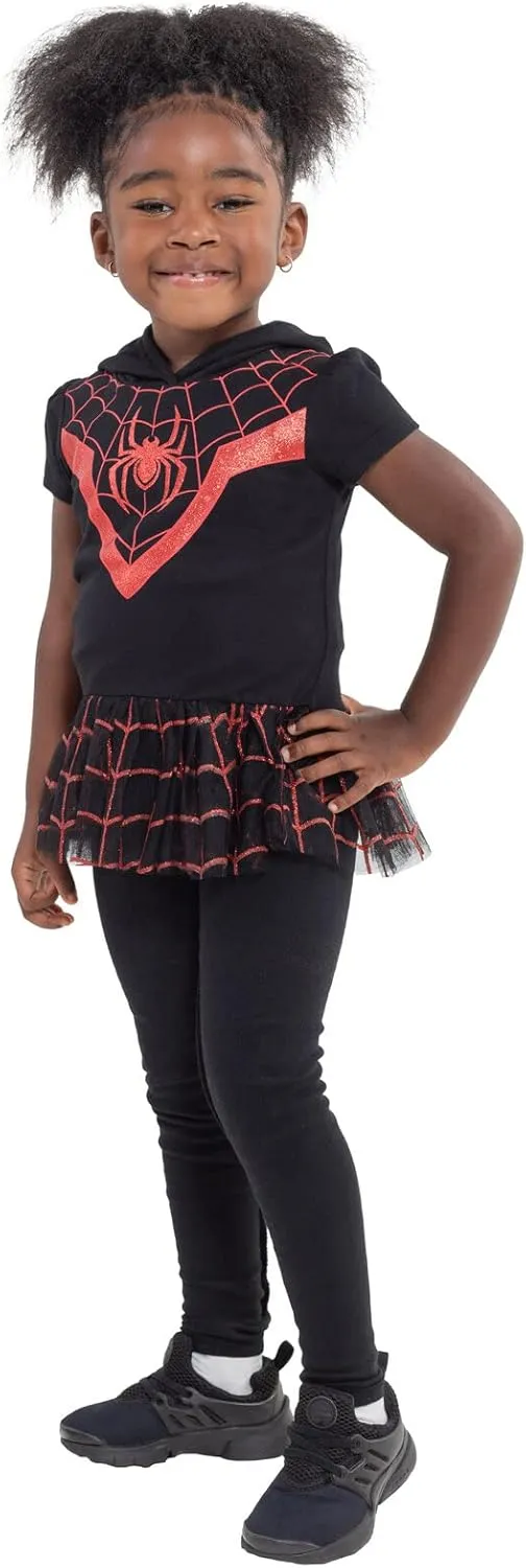 Marvel Avengers Spider-Man Spider-Gwen Captain America Girls Cosplay T-Shirt and Leggings Toddler to Little Kid