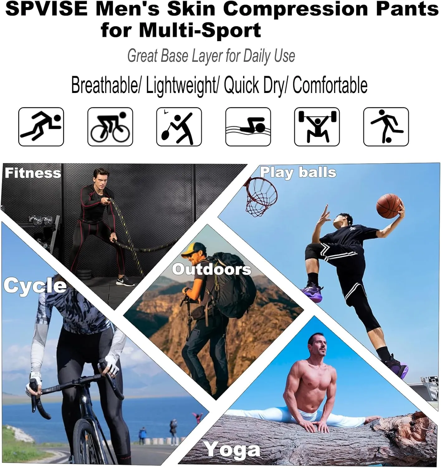 Men's Compression Pants Cool Dry Athletic Leggings Workout Running Tights Active Sports Baselayer Tights Men Yoga Pant