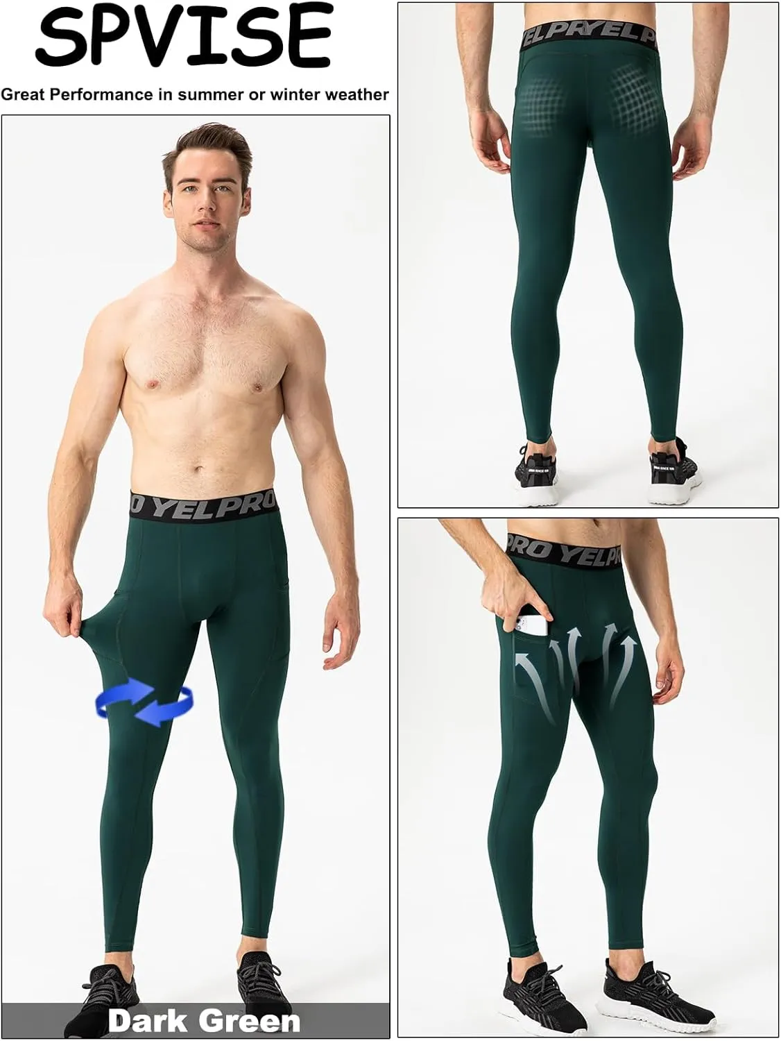Men's Compression Pants Cool Dry Athletic Leggings Workout Running Tights Active Sports Baselayer Tights Men Yoga Pant