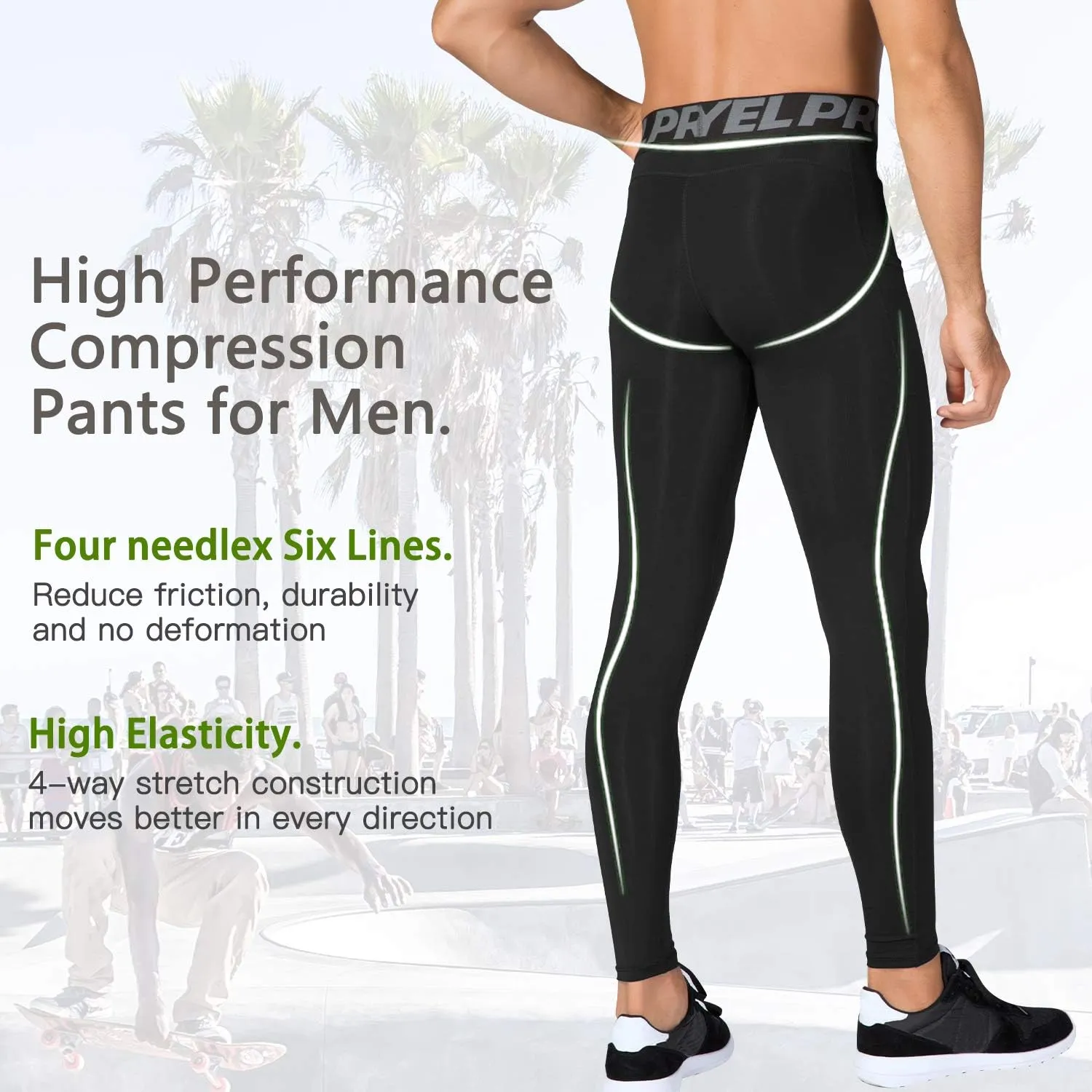 Men's Compression Pants Cool Dry Athletic Leggings Workout Running Tights Active Sports Baselayer Tights Men Yoga Pant