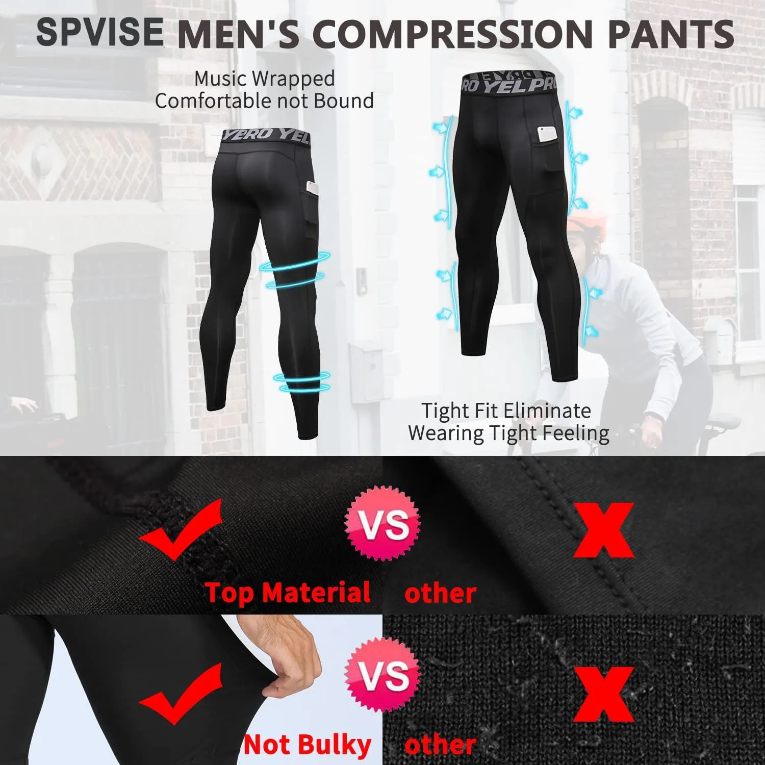 Men's Compression Pants Cool Dry Athletic Leggings Workout Running Tights Active Sports Baselayer Tights Men Yoga Pant