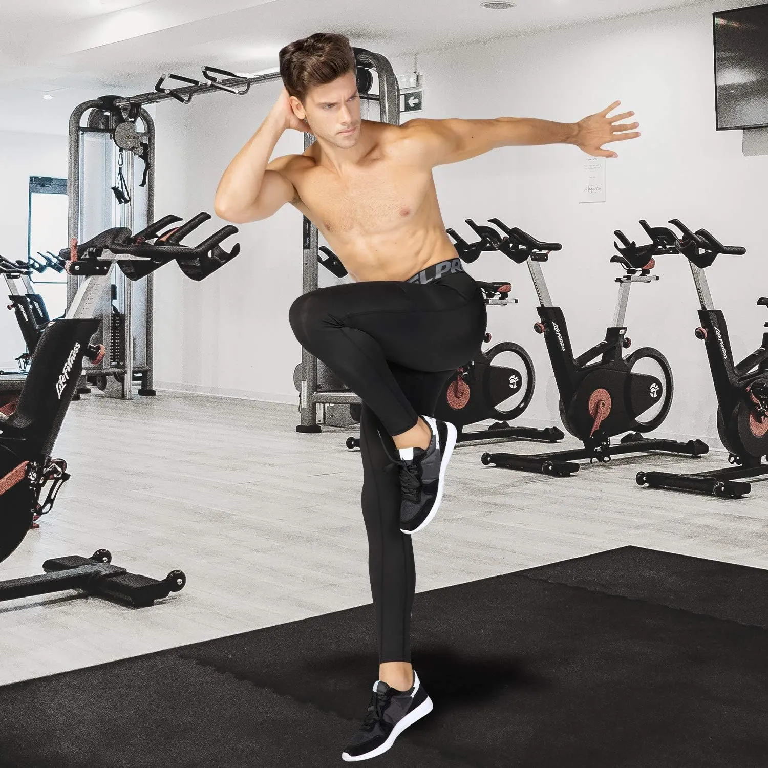 Men's Compression Pants Cool Dry Athletic Leggings Workout Running Tights Active Sports Baselayer Tights Men Yoga Pant