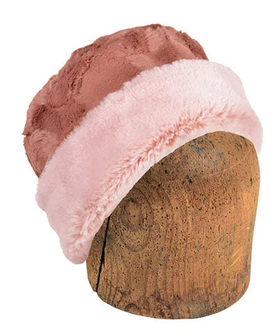 Men's Cuffed Pillbox, Reversible (Solid or Two-Tone) - Frosted Faux Furs