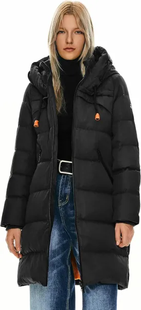 Orolay Women's Thickened Winter Down Coat Hooded Puffer Long Jacket with Pocket