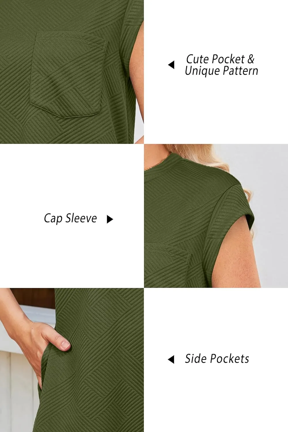 OUGES Women's 2025 Summer Mini Maternity Dress Cap Sleeve Casual Loose Basic T Shirt Dresses with Pockets
