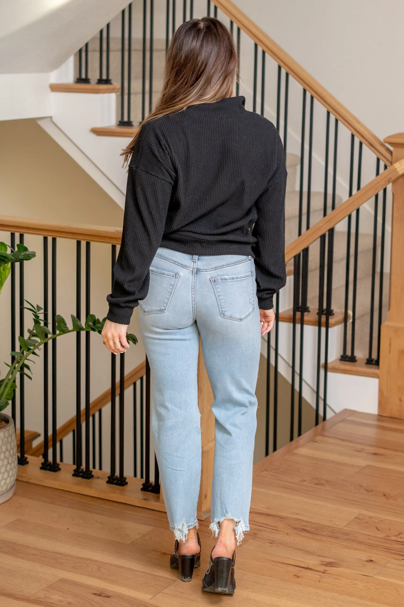 Quarter Zip Long Sleeve Sweatshirt with Pockets