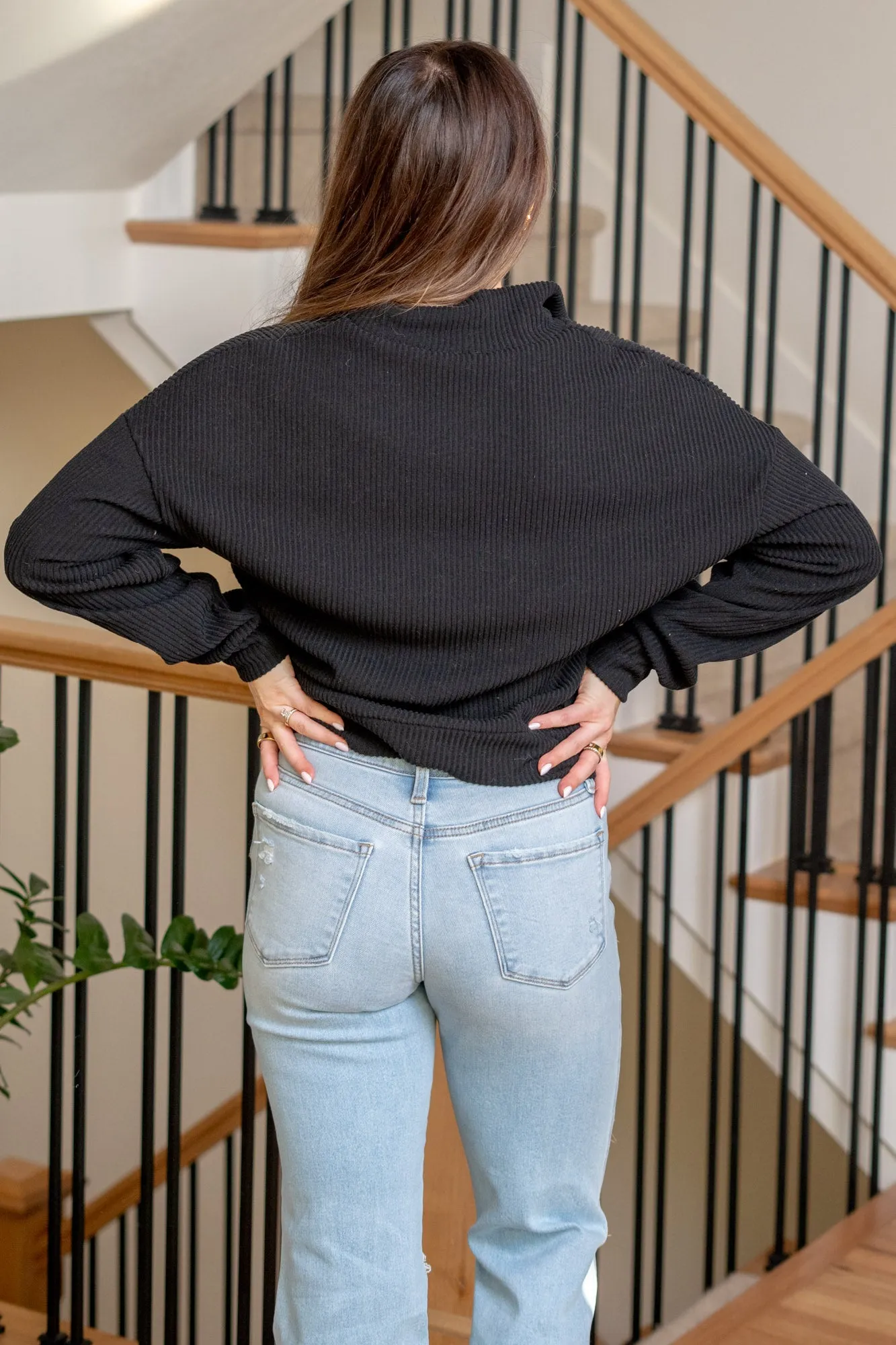 Quarter Zip Long Sleeve Sweatshirt with Pockets