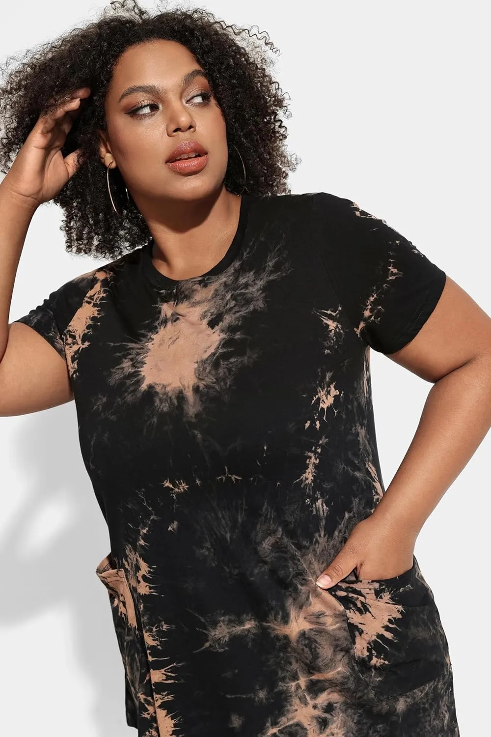 RITERA Plus Size Tops for Women Long Tunic Tops Summer Long Shirts Short Sleeve Spring Tops with Pockets for Leggings XL-5XL