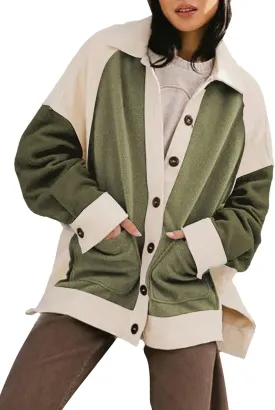 SHEWIN Womens Winter Fuzzy Fleece Jacket Casual Long Sleeve Button Down Sherpa Shacket Coats