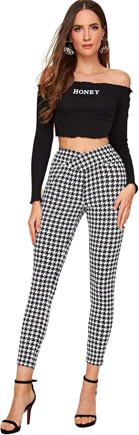 SweatyRocks Women's Casual Skinny Leggings Stretchy High Waisted Work Pants