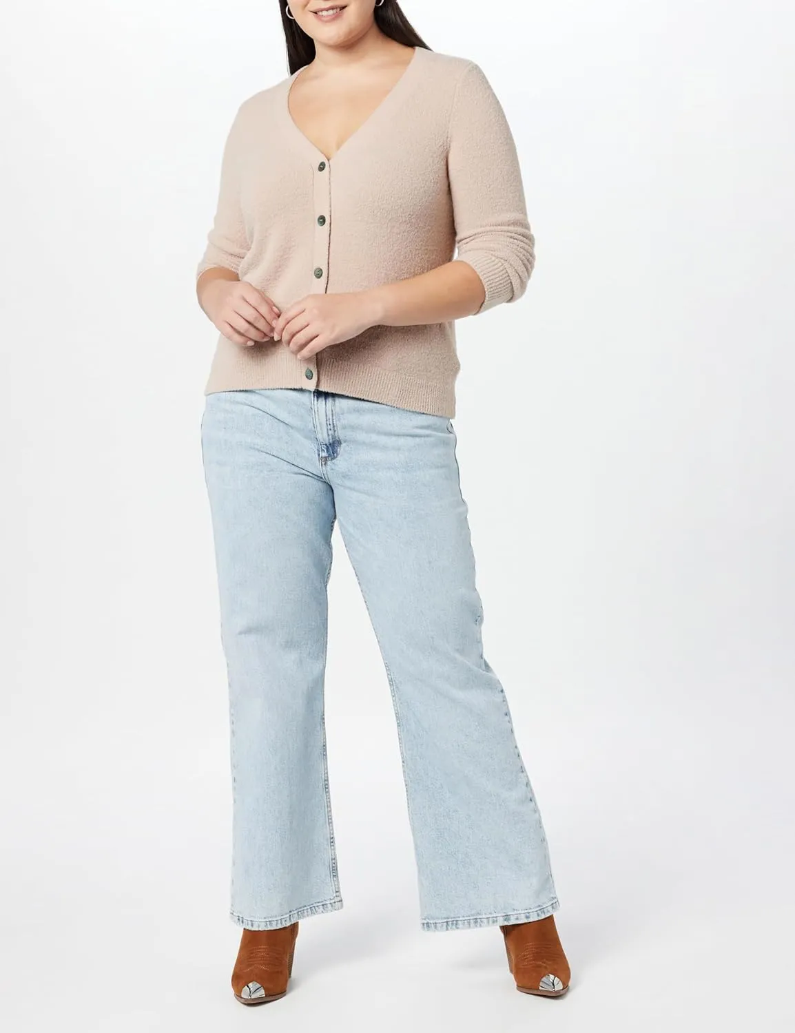 The Drop Women's Francine V-Neck Button Front Cozy Cardigan