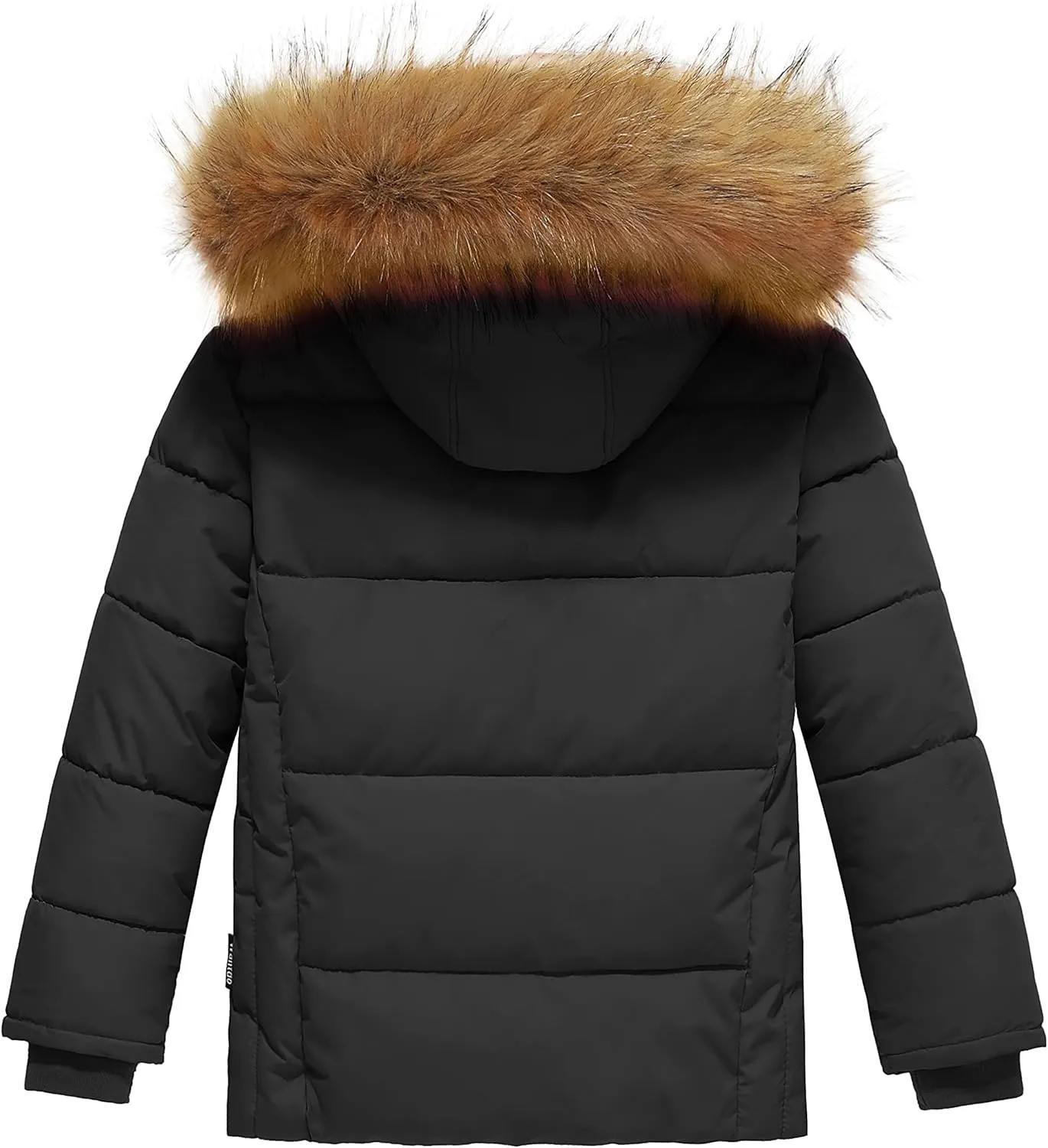 wantdo Girls' Winter Coat Warm Waterproof Puffer Jacket with Removable Faux Fur Hood