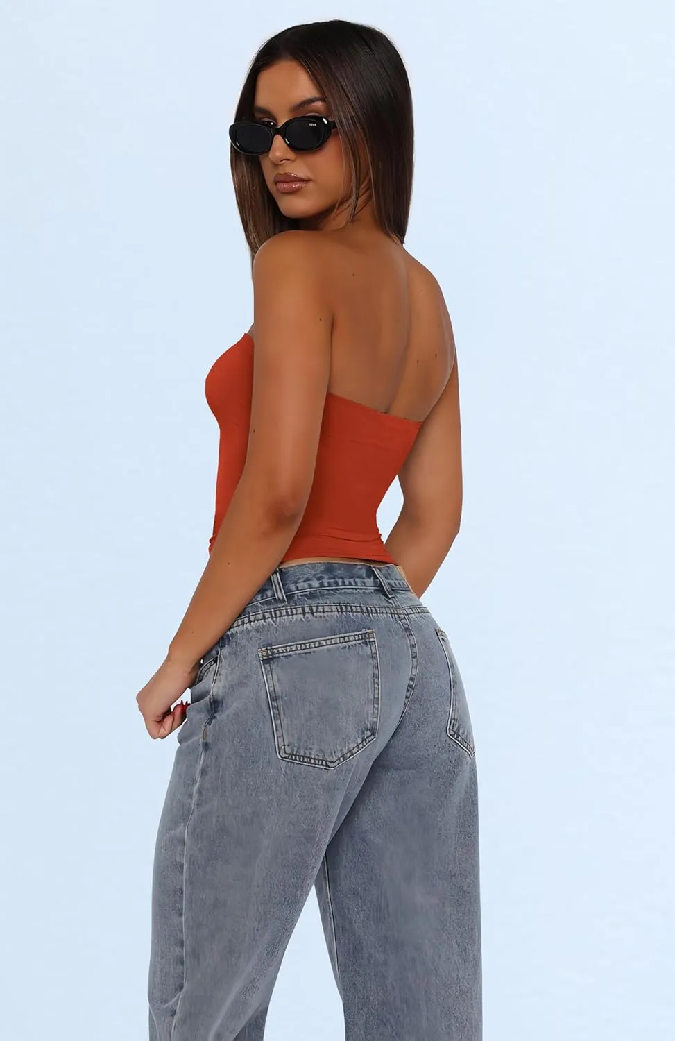 WIHOLL 3 Pack Tube Tops for Women Slim Fit Crop Tops Going Out Strapless Tank Tops Bandeau Summer Outfits 2025 Y2K Clothes