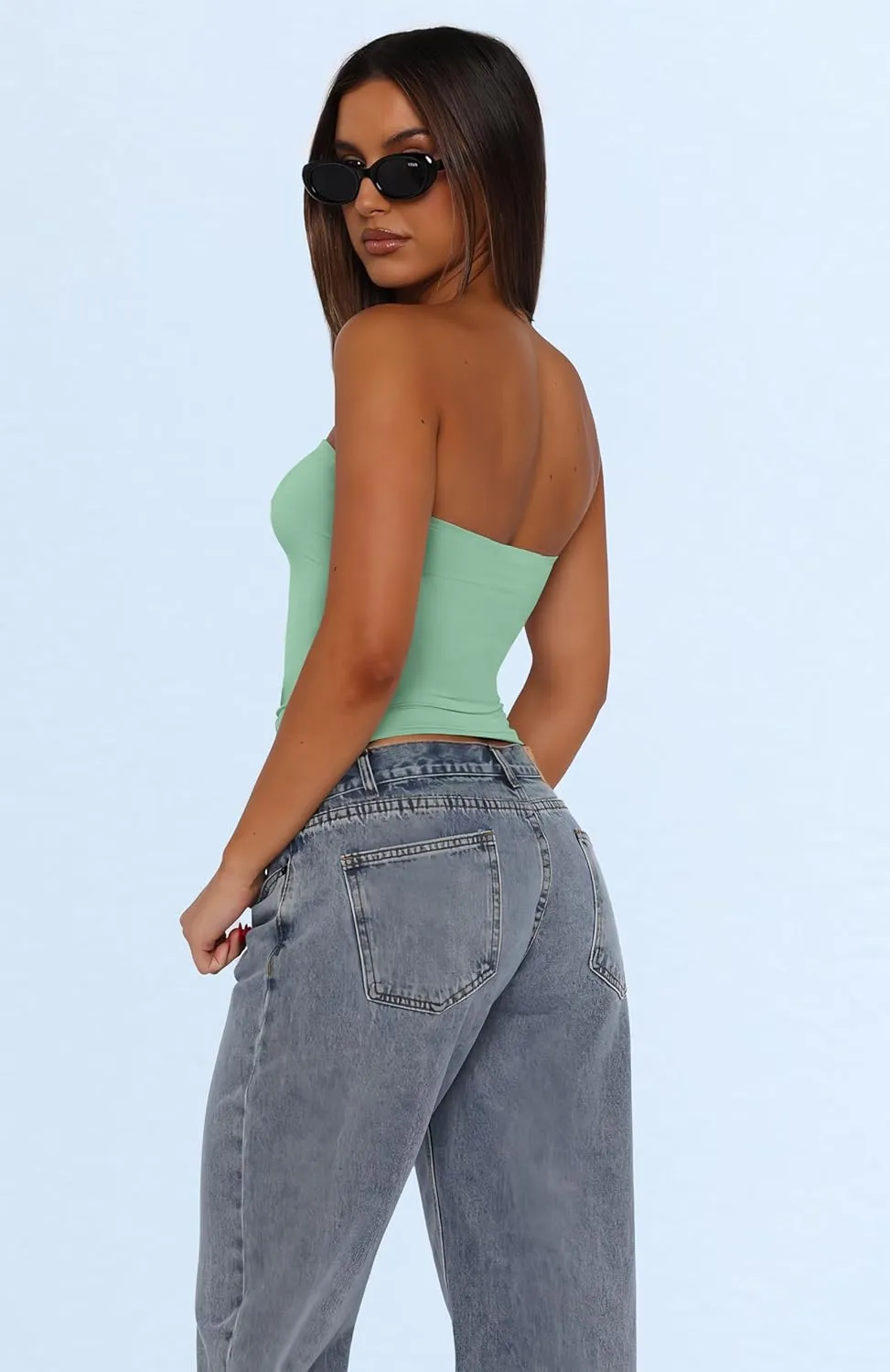 WIHOLL 3 Pack Tube Tops for Women Slim Fit Crop Tops Going Out Strapless Tank Tops Bandeau Summer Outfits 2025 Y2K Clothes