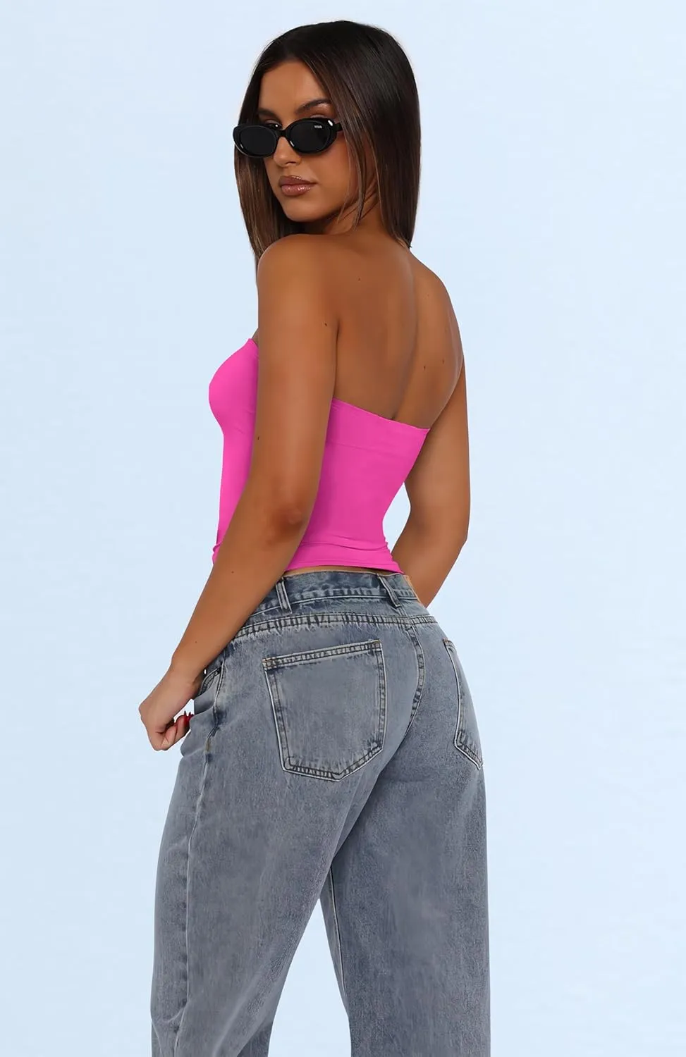 WIHOLL 3 Pack Tube Tops for Women Slim Fit Crop Tops Going Out Strapless Tank Tops Bandeau Summer Outfits 2025 Y2K Clothes