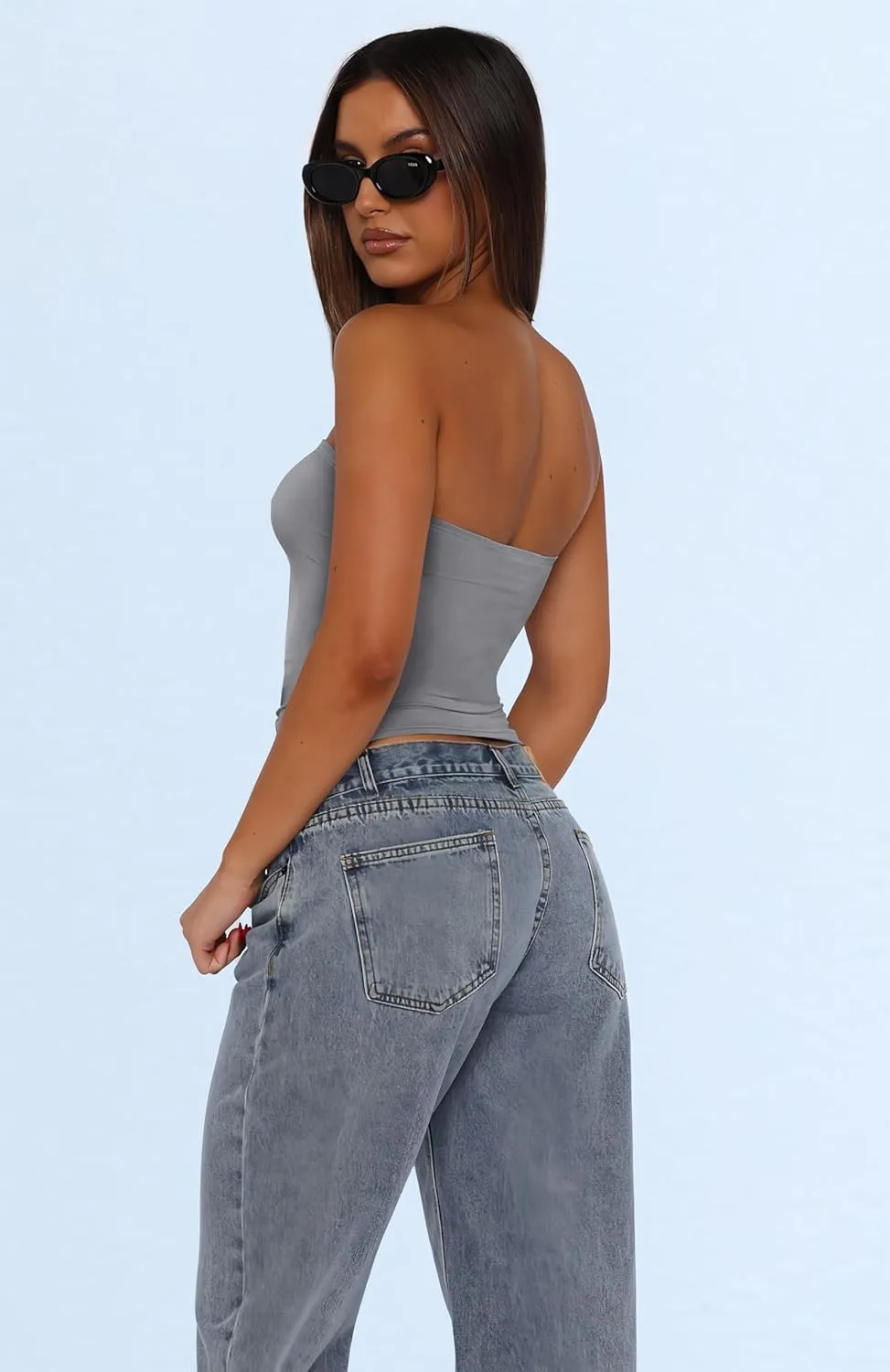 WIHOLL 3 Pack Tube Tops for Women Slim Fit Crop Tops Going Out Strapless Tank Tops Bandeau Summer Outfits 2025 Y2K Clothes