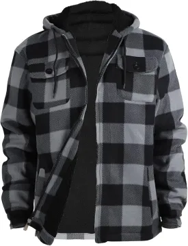 Winter Heavy Warm Sherpa Lined Fleece Plaid Flannel Jacket Men Plus Size S-5XL Big&Tall Mens Coat