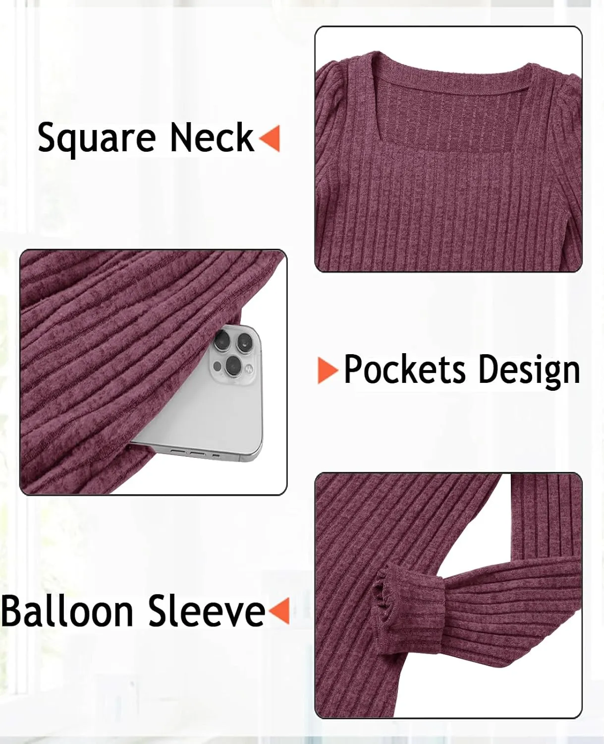 Womens Nursing Fall Dresses Square Neck Long Sleeve Winter Knit Sweater Dress 2024 with Pockets